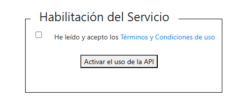 Caja de Habilitación del Servicio API